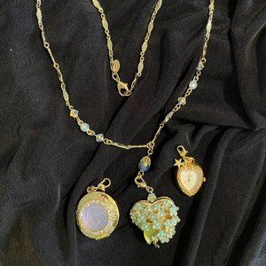 Kirks Folly charm holder necklace with three charms